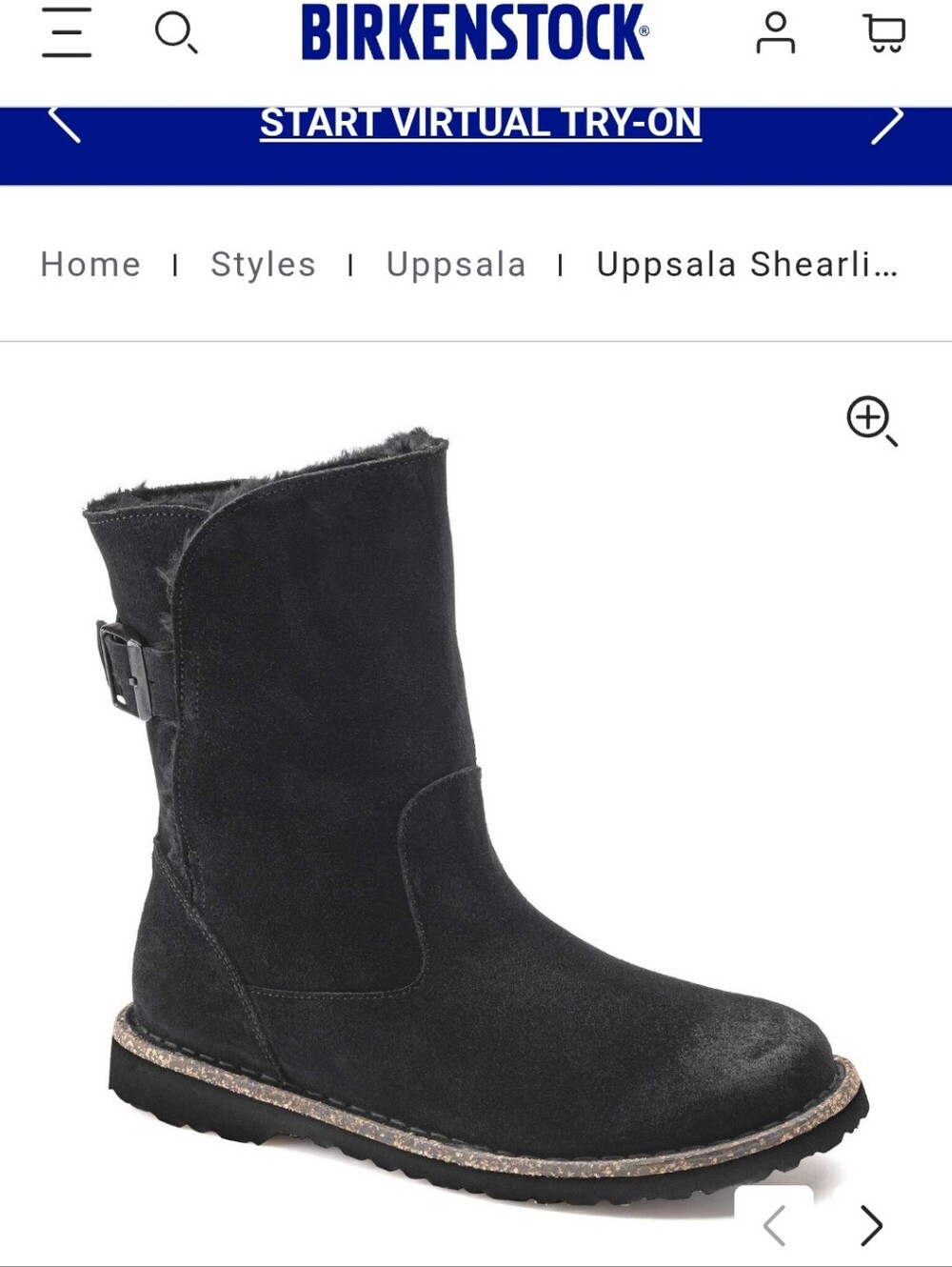 Birkenstock Black Suede Shearling Mid Boot with Buckle